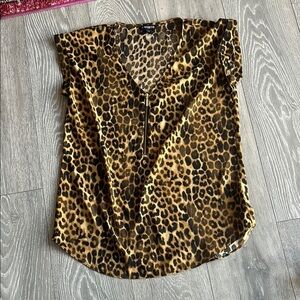 Leopard Print V-Neck Women's Top